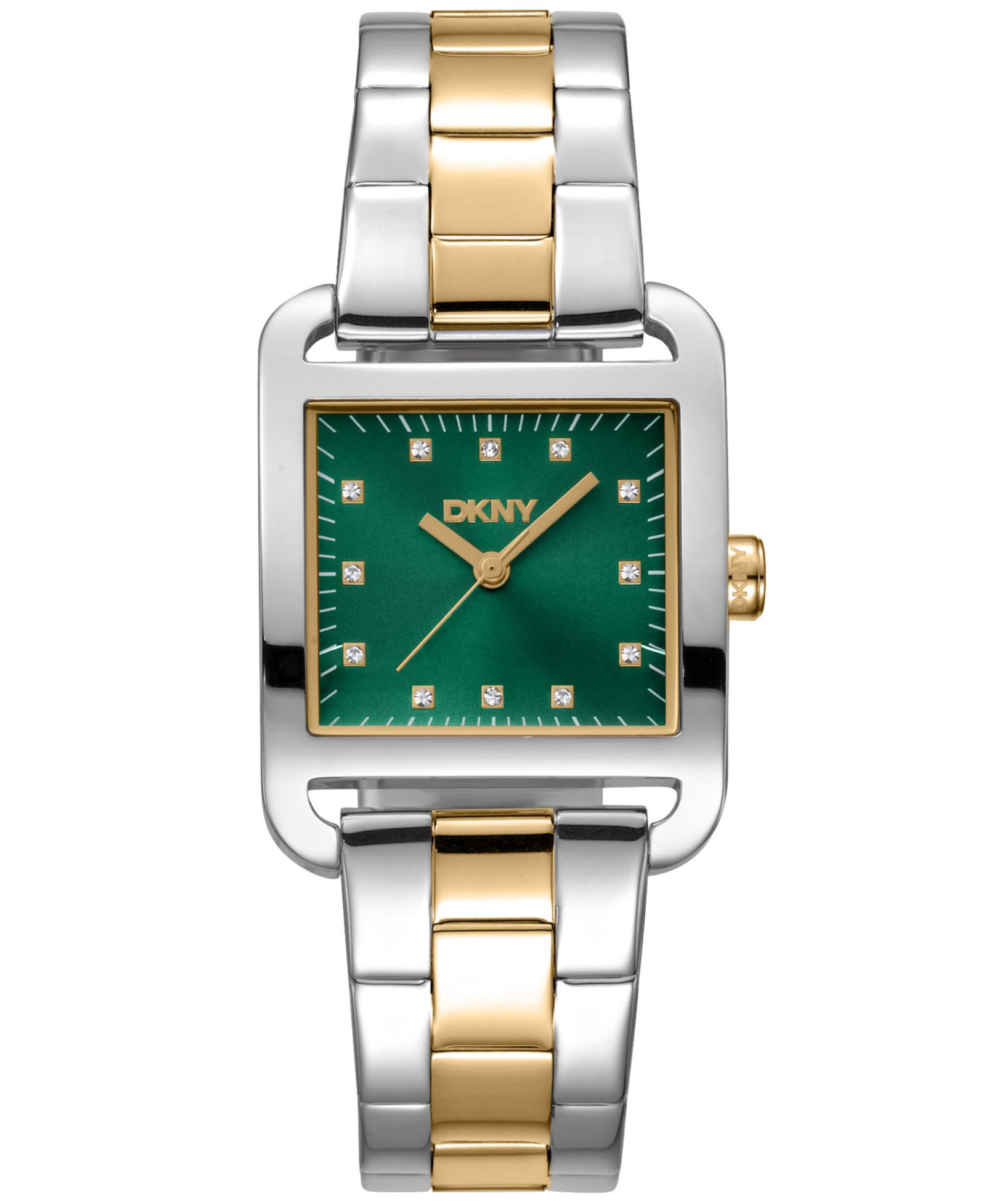 Женские часы DKNY City Midi Dark Green Dial Gold-Two-Tone Stainless Steel Bracelet 27x34.5mm