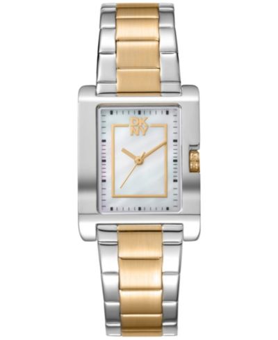 DKNY Женские часы Westside Midi White MOP Dial Gold Two-Tone Stainless Steel с браслетом, 25.5x33mm
