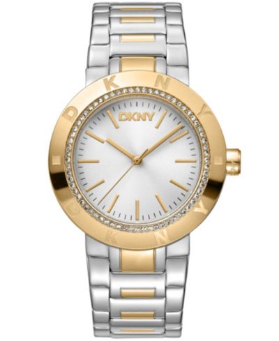 DKNY Women's Eastside Logo Silver Dial Gold Two-Tone Stainless Steel Bracelet Watch 36mm