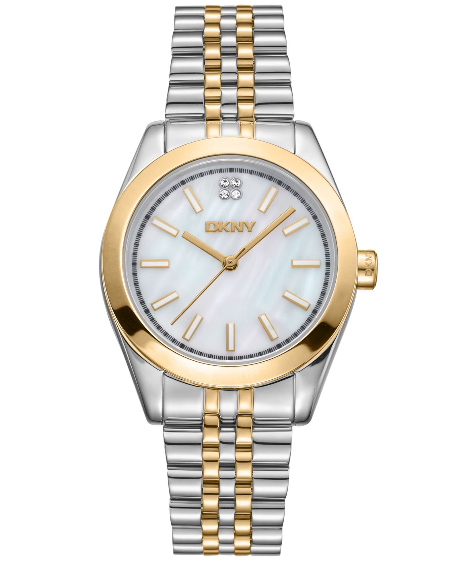 DKNY Women's Nolita Midi White MOP Dial Gold-Two-Tone Stainless Steel Bracelet Watch 32mm