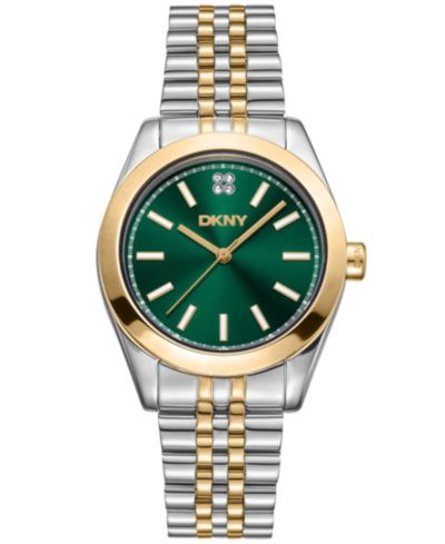 DKNY Women's Nolita Midi Dark Green Dial Gold-Two-Tone Stainless Steel Bracelet Watch 32mm