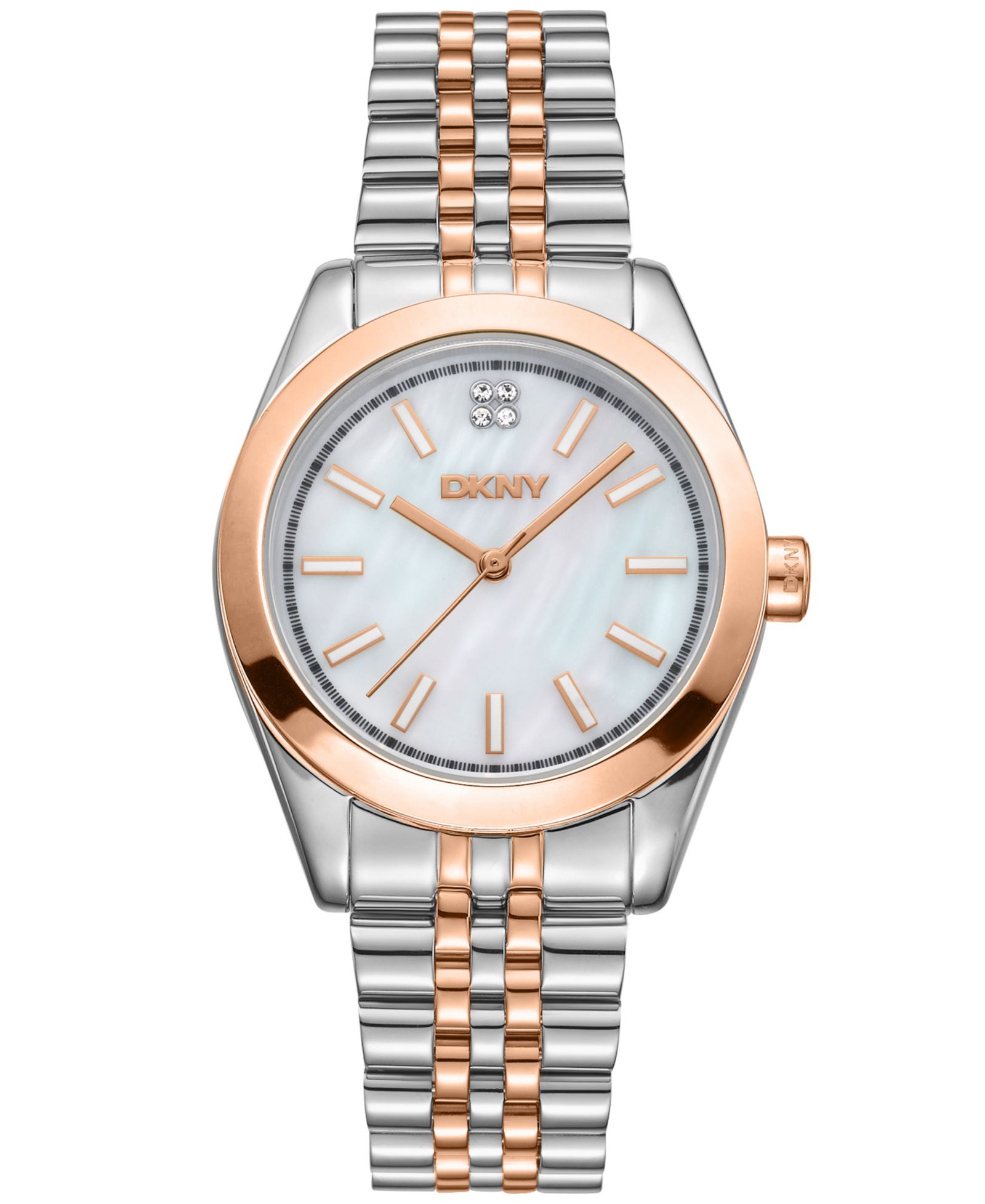 Женские часы DKNY Nolita Midi White MOP Dial Red Gold-Two-Tone Stainless Steel 32mm
