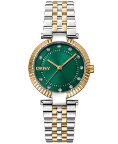 DKNY Женские часы Essential Glitz Dark Green Dial Gold Two-Tone Stainless Steel 30mm