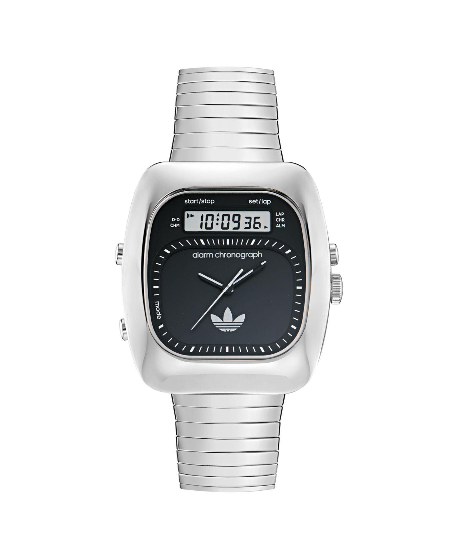 Часы adidas Unisex Analog Silver-Tone Stainless Steel, 37mm