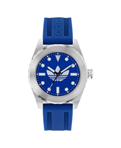 adidas Unisex Analog Blue Silicone Watch, 44mm