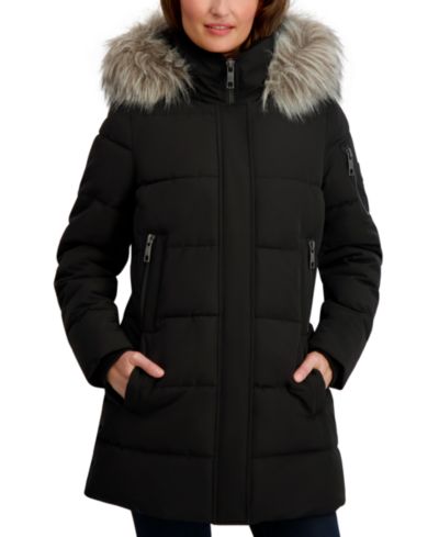 Женское утепленное пальто Nautica Women's Faux-Fur-Trim Hooded Puffer Coat