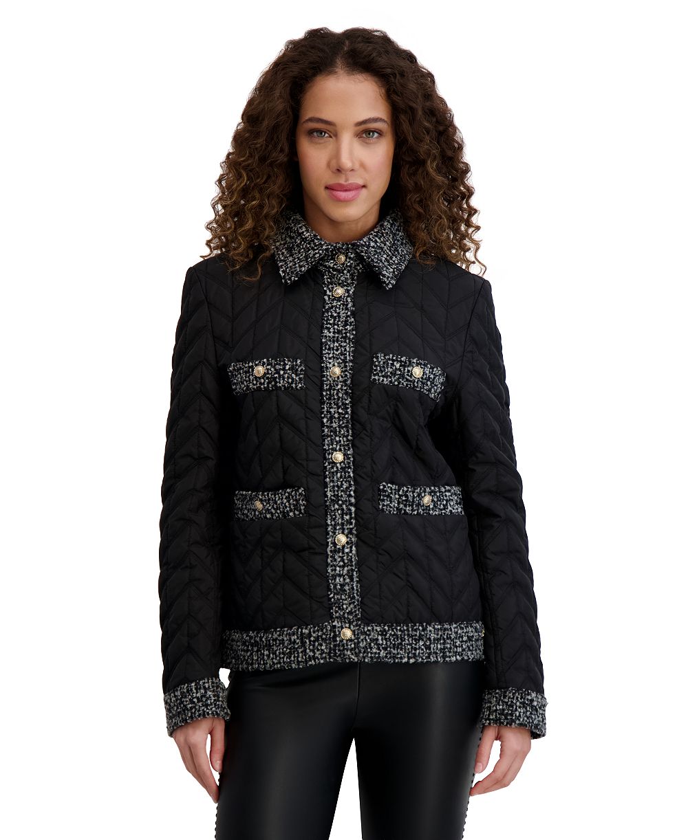Женская куртка KARL LAGERFELD PARIS Quilted Tweed-Trim Jacket