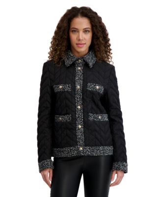 Женская куртка KARL LAGERFELD PARIS Quilted Tweed-Trim Jacket