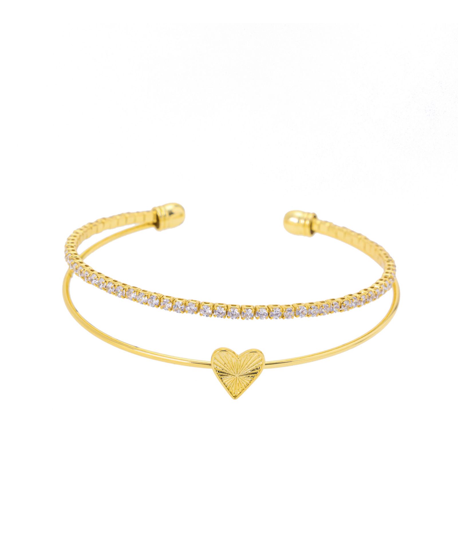Unwritten Cubic Zirconia Heart Cuff Bracelet