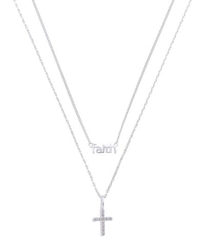 Unwritten Cubic Zirconia Faith Duo Necklace Set