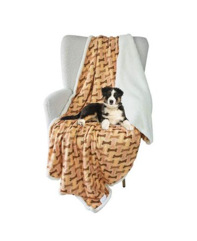 Happycare Tex Ultra soft cozy Flannel Paw Print & Sherpa pet Blanket