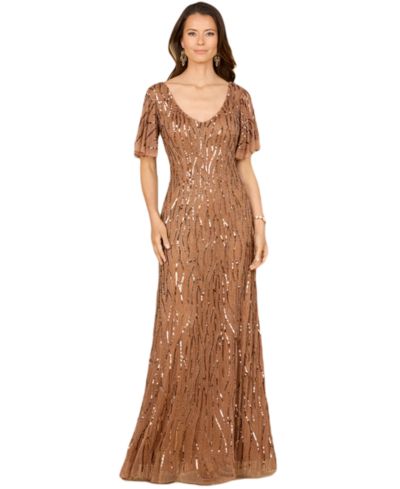 LARA Women's Beaded Gown With Cape Sleeves