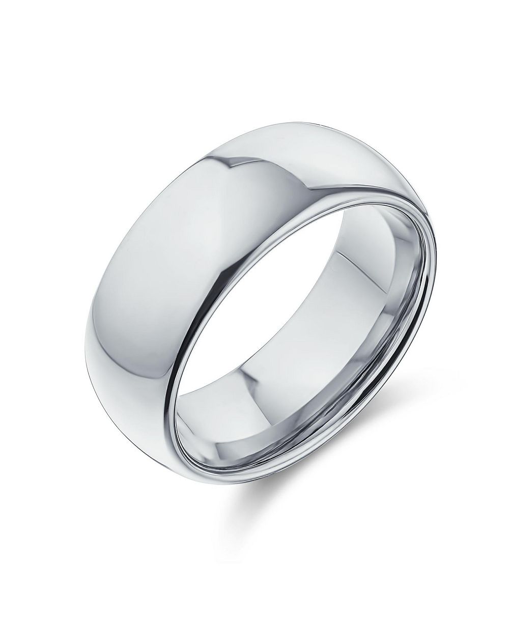 Bling Jewelry Plain Dome 8MM Band Ring Black Tone Titanium Comfort Fit