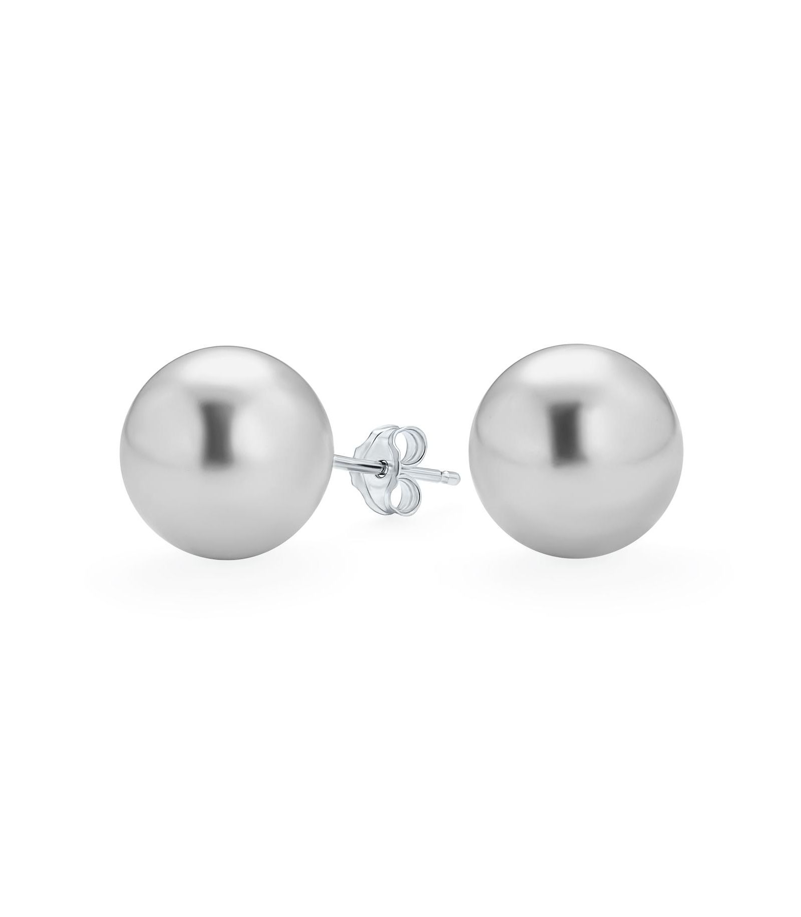 Серьги Bling Jewelry Classic Light Grey Simulated Pearl Drop Ball Sterling Silver