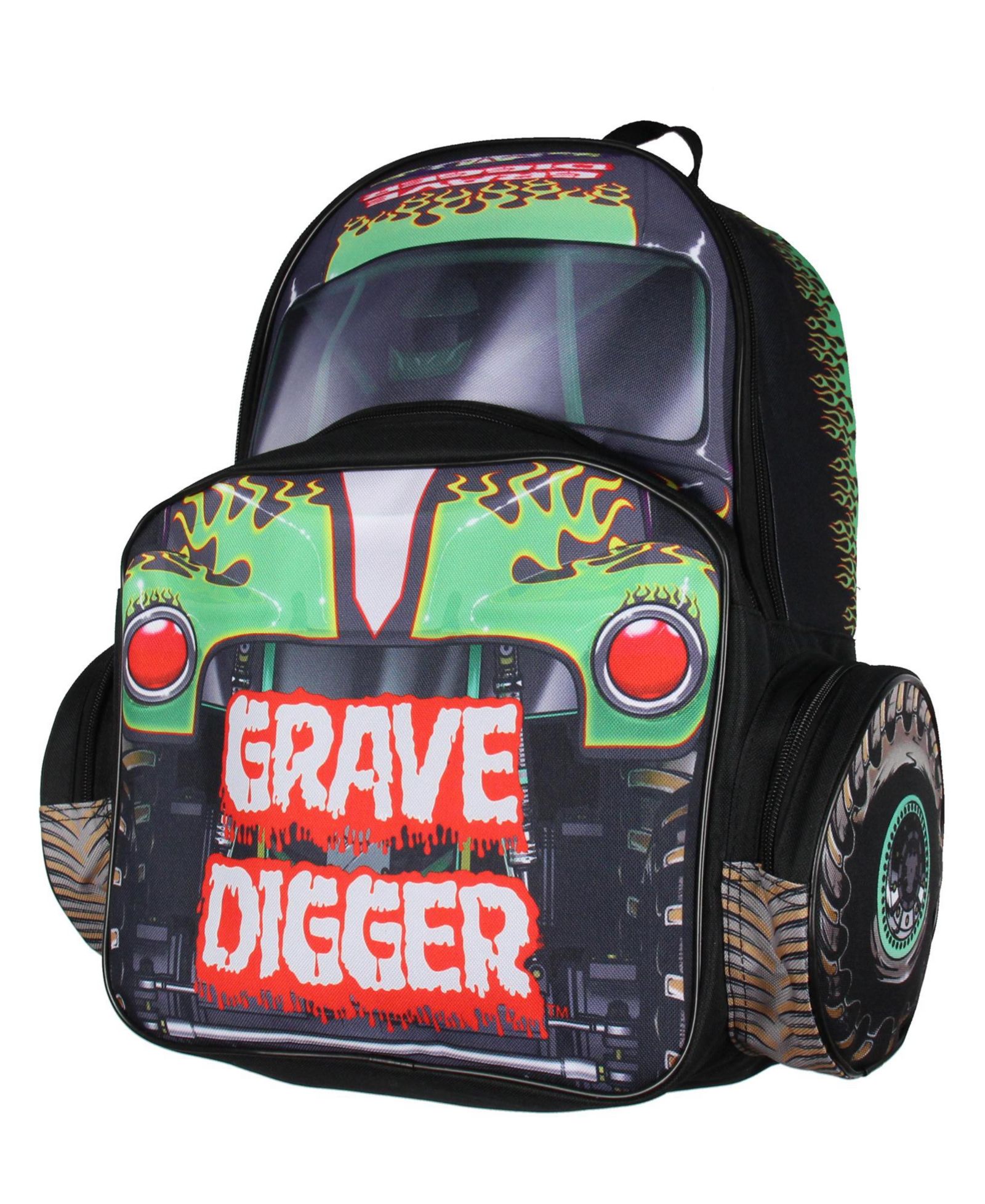 Monster Jam Grave Digger Truck Shaped Dual Compartment Tote Backpack For Daily Use 16"
