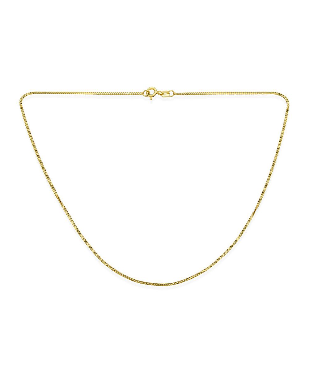 Ожерелье Bling Jewelry Thin 2MM Strong Simple Miami Cuban Curb Chain Yellow Gold Plated 925 Sterling Silver
