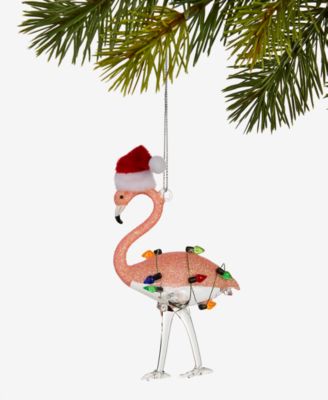 Украшение Holiday Lane Florida Santa Flamingo Glittered