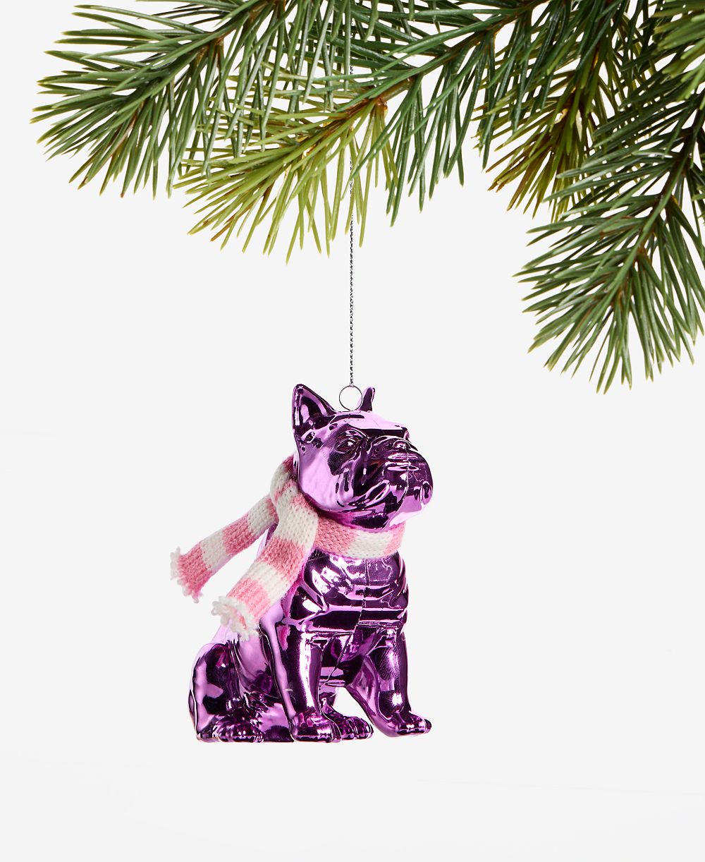 Holiday Lane Eclectic Charm розовое блестящее украшение в виде собаки
