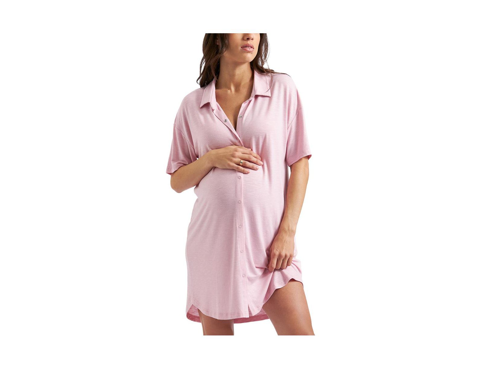 Ripe Maternity Maternity Dreamy Night Shirt in Dusty Pink - Comfy and Stylish Sleepwear