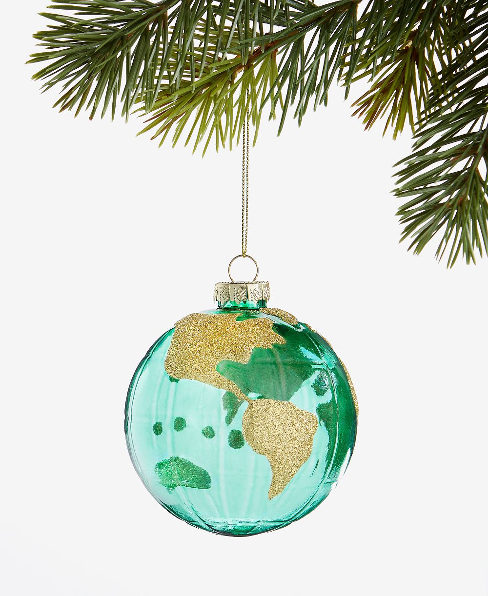 Holiday Lane World Traveler Glass Globe Ball Ornament, Macy's Exclusive