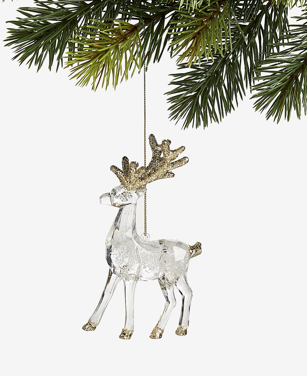 Holiday Lane Gilded Glamour Clear And Gold Deer Ornament, Macy's Exclusive