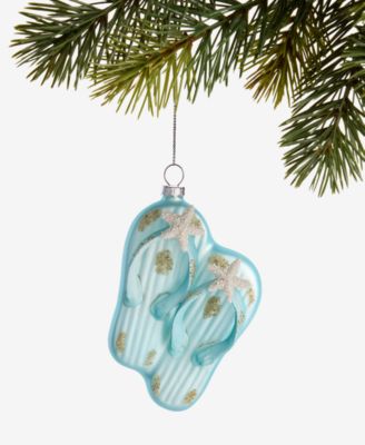 Украшение Holiday Lane Seaside Glass Glittered Flip-Flops Ornament