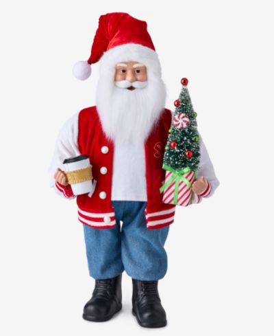 Holiday Lane Whimsy Caucasian Varsity Jacket Santa, Macy's Exclusive