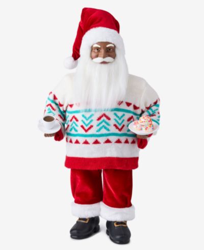 Holiday Lane Whimsy афроамериканский Санта в свитере с кофе