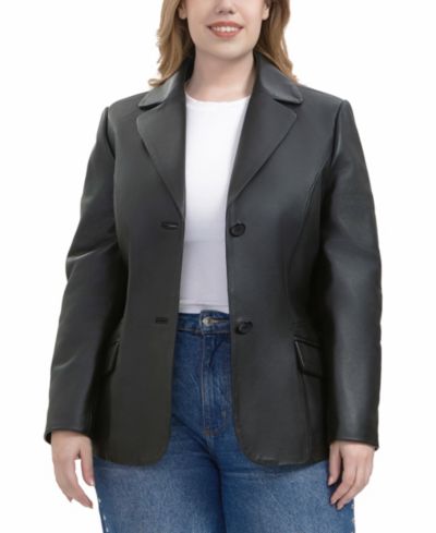 BGSD Plus Size Ruth Leather Blazer Jacket