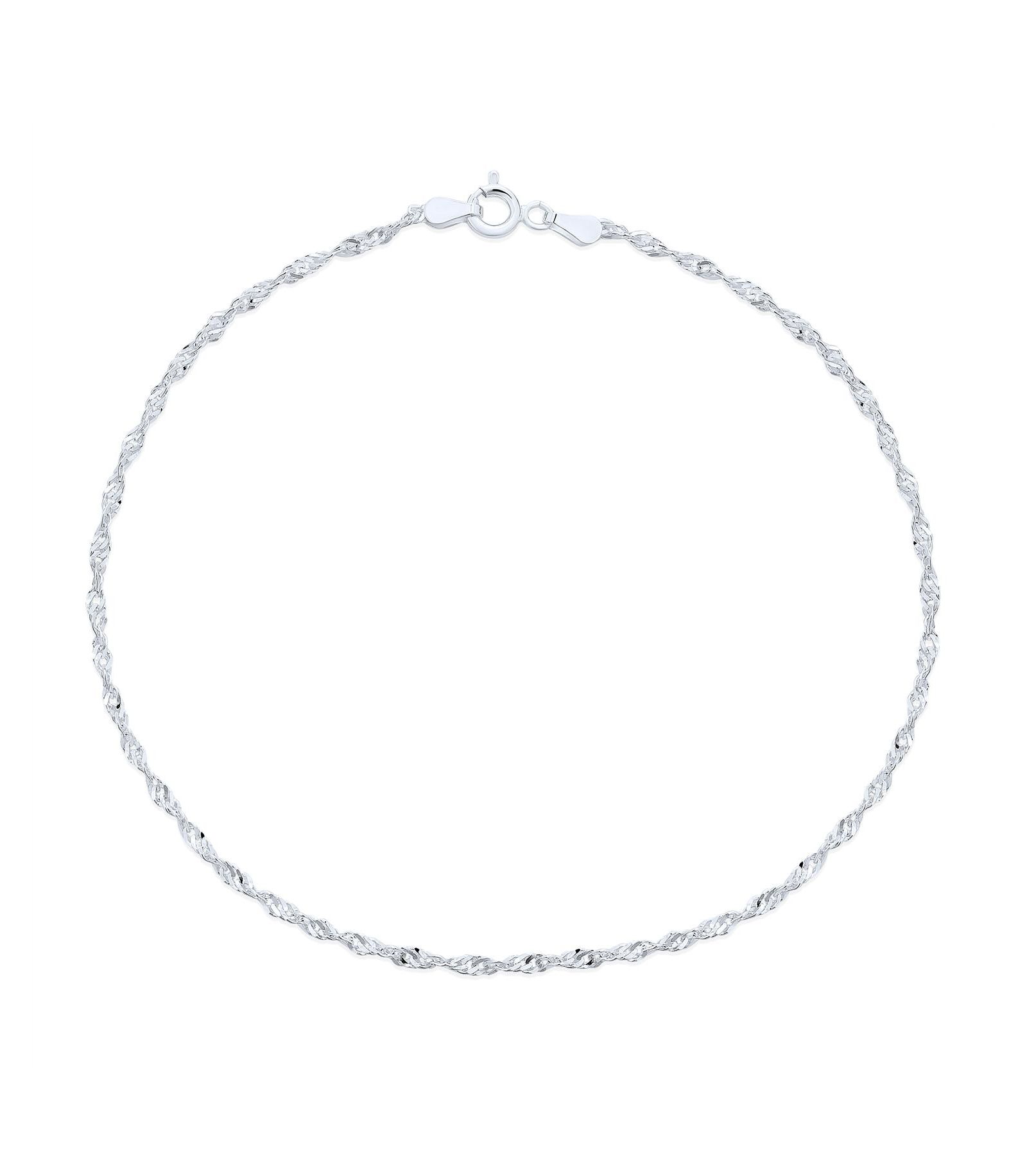 Bling Jewelry Twisted Curb Singapore Anklet Link Ankle Bracelet .925 Sterling Silver 10"