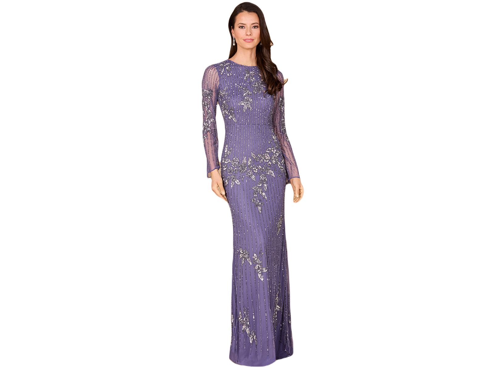 LARA Женское вечернее платье LARA Long Sleeve High Neck Beaded Gown