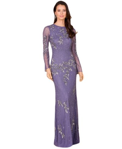 LARA Женское вечернее платье LARA Long Sleeve High Neck Beaded Gown