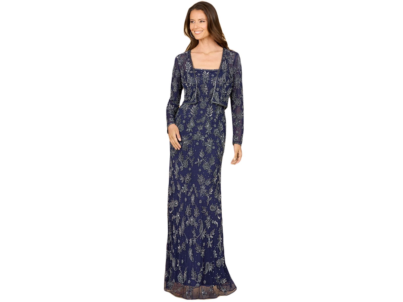 LARA Women's Sheath Gown with Long Sleeve Jacket