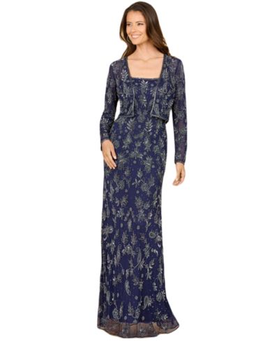 LARA Women's Sheath Gown with Long Sleeve Jacket