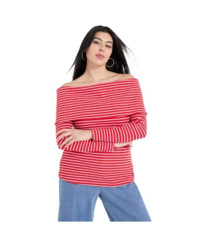 June & Vie Women's June and Vie Long-Sleeve Off-The-Shoulder Top