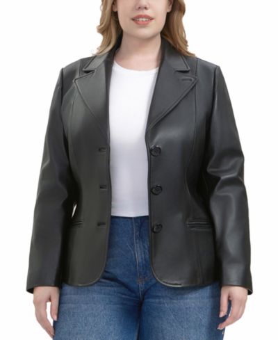 BGSD Plus Size Norah Leather Blazer Jacket