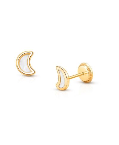 Tiny Blessings серьги-гвоздики с натуральным лунным камнем 14K Gold