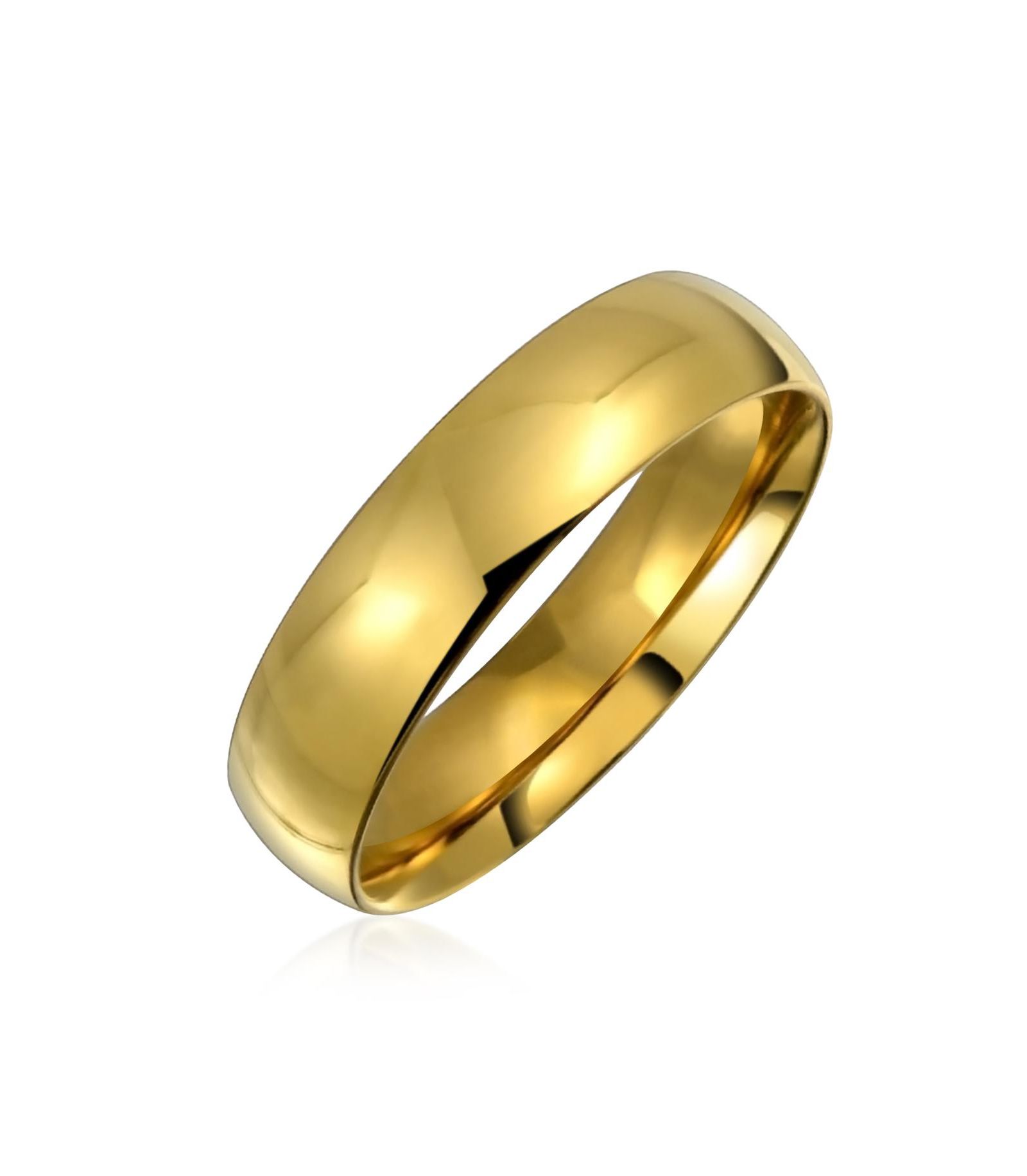 Bling Jewelry Plain Simple Dome Couples Ring Band Gold Plated Stainless Steel 5MM
