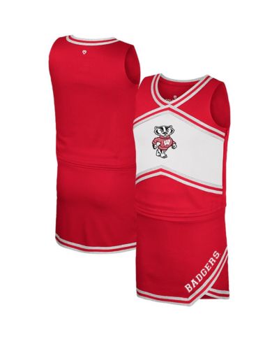 Colosseum Big Girls 2-Piece Red Wisconsin Badgers Cheerleader Top and Skirt Set