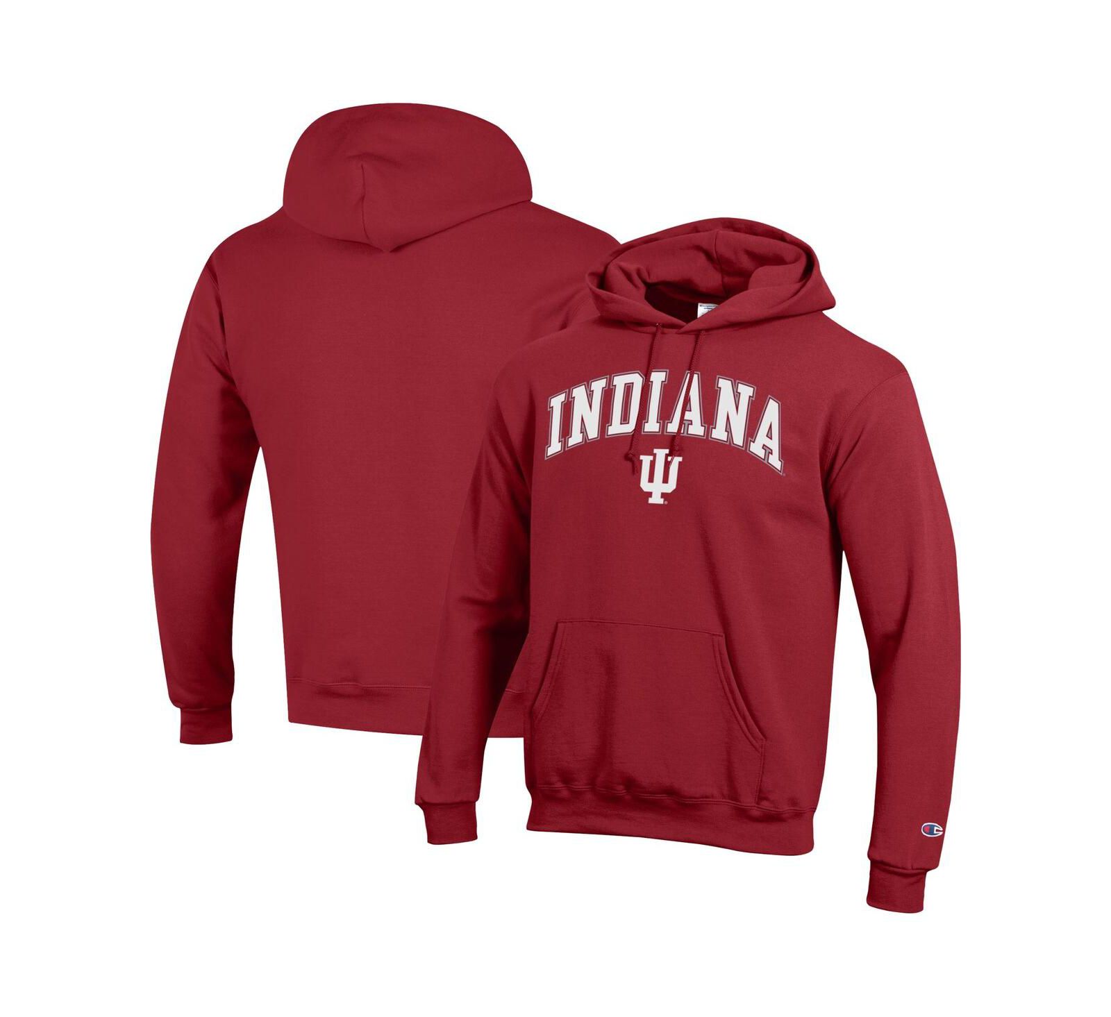 Мужское худи Champion Crimson Indiana Hoosiers Arched Logo Fleece Pullover