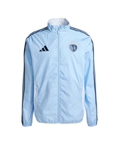 Мужская двусторонняя куртка на молнии Adidas Sporting Kansas City 2025 Anthem Sky Blue/White