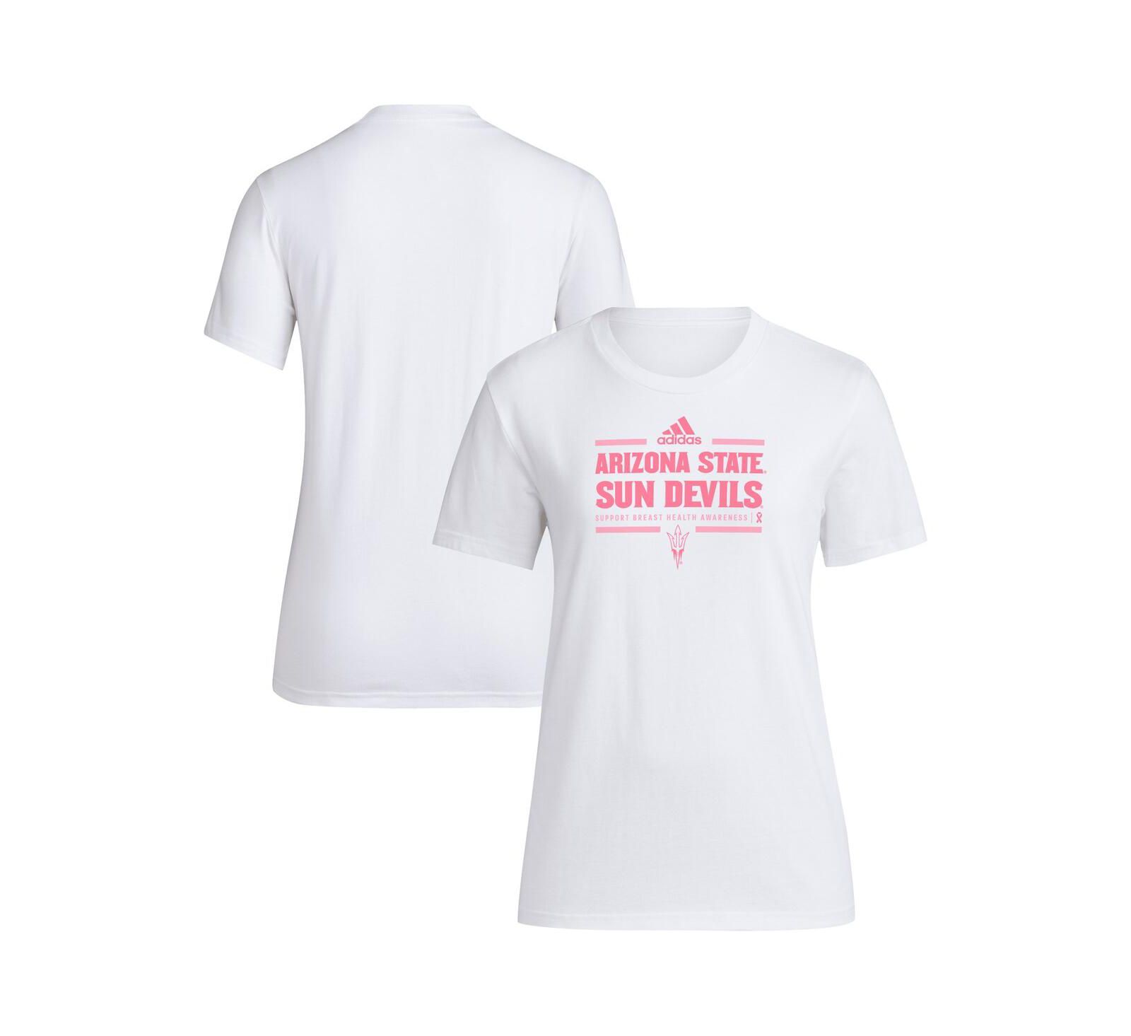 Adidas Women's White Arizona State Sun Devils 2024 Breast Cancer Awareness Pregame T-Shirt