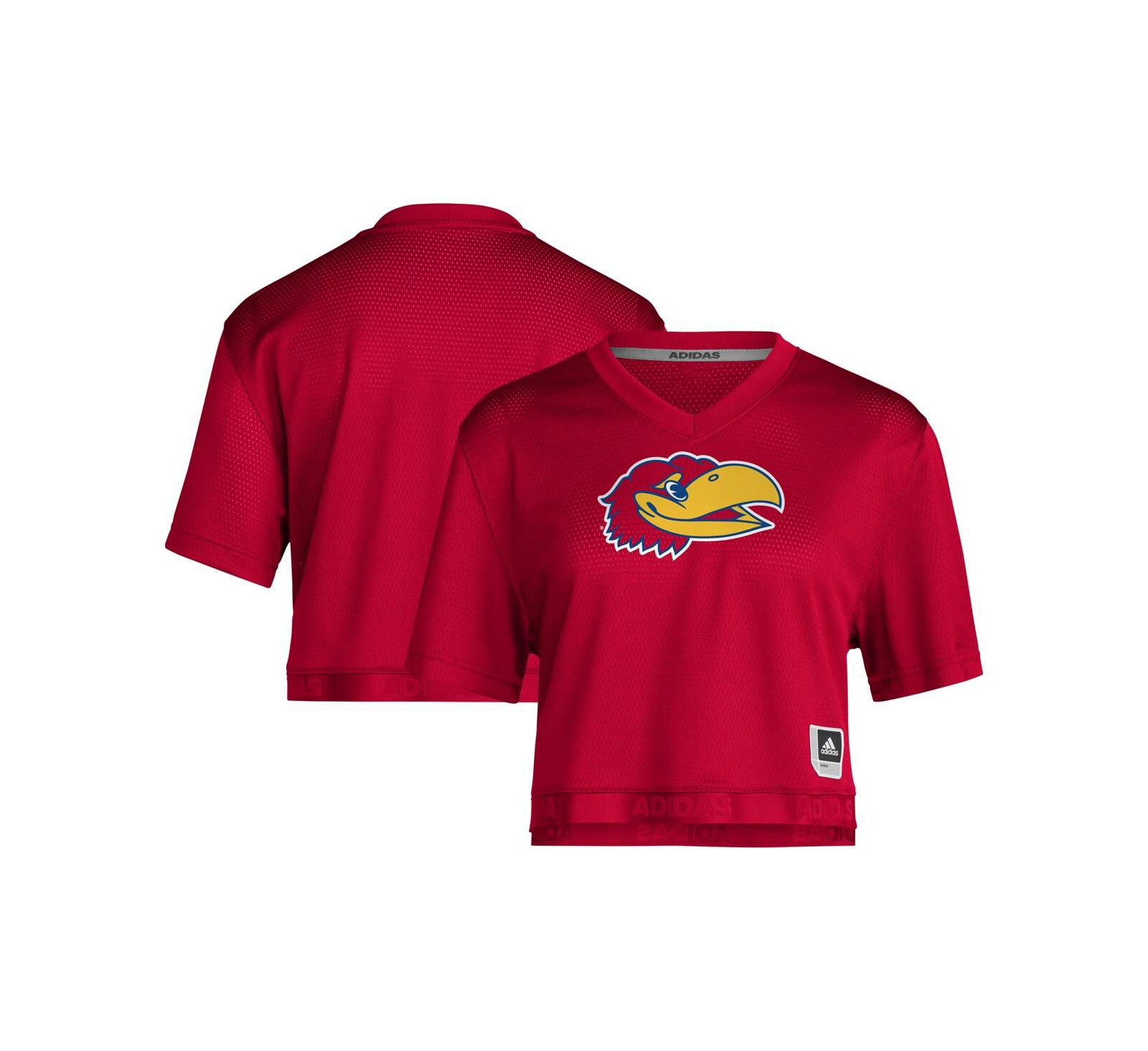 Adidas Женский укороченный джерси Primegreen V-Neck Red Kansas Jayhawks