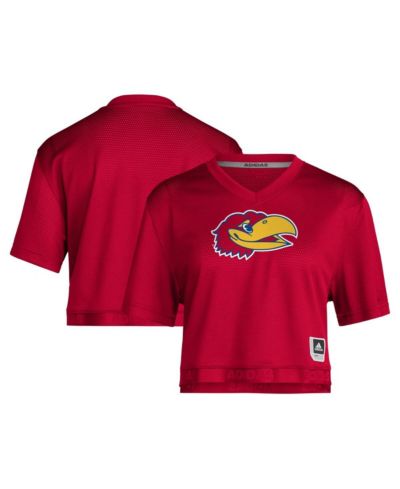 Adidas Женский укороченный джерси Primegreen V-Neck Red Kansas Jayhawks