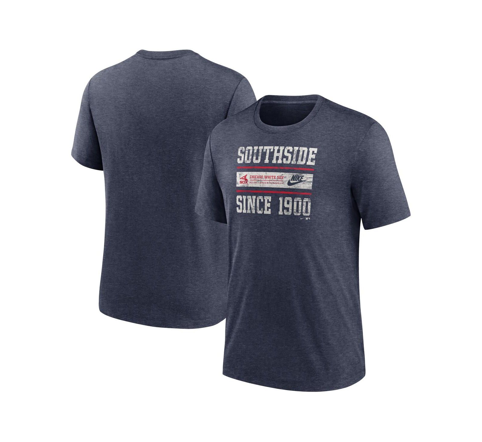 Мужская футболка Nike Chicago White Sox Cooperstown Collection Local Stack Tri-Blend Heather Navy