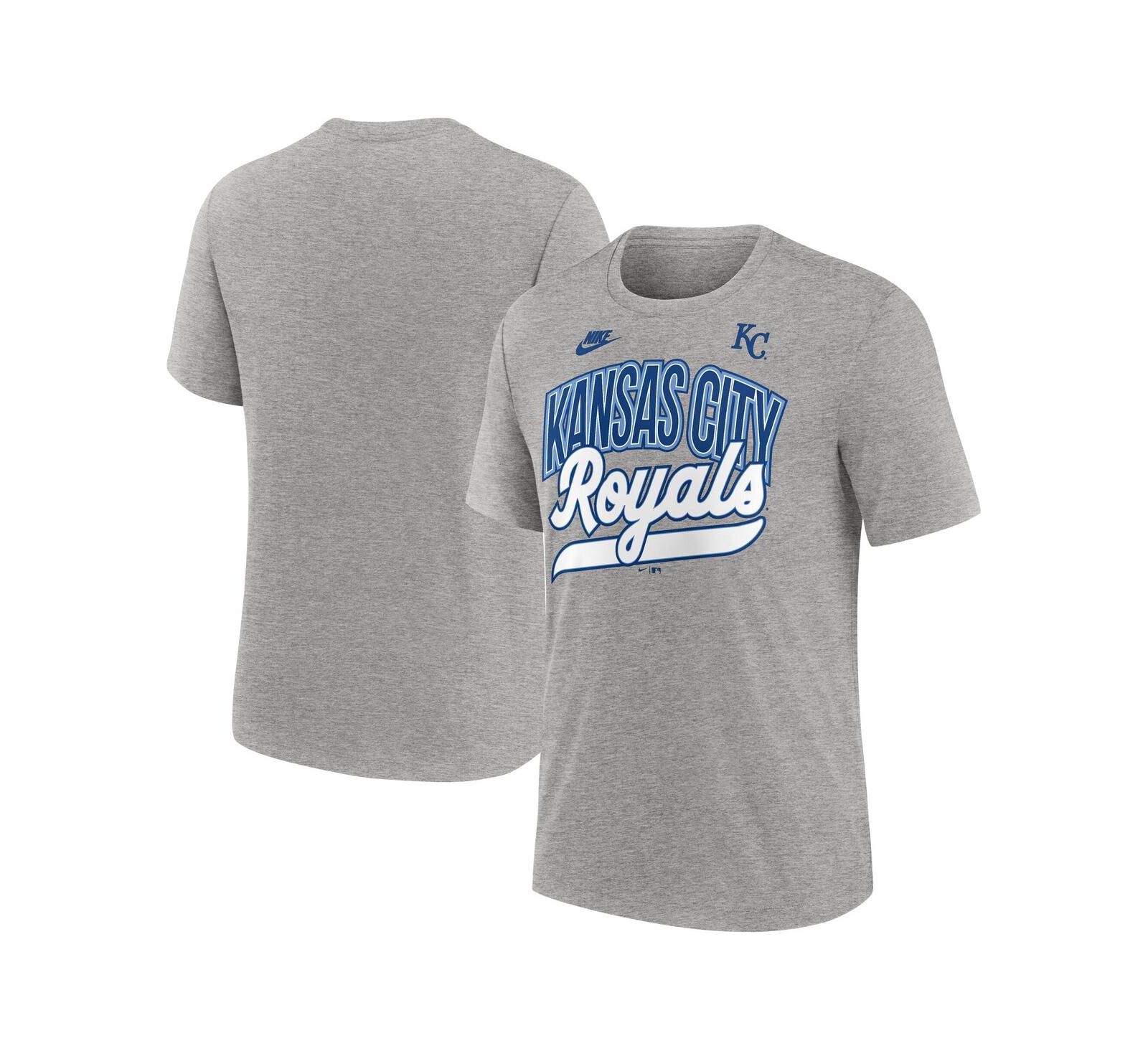 Мужская футболка Nike Kansas City Royals Cooperstown Collection Retro Tri-Blend, Heather Gray