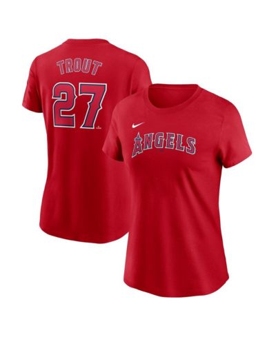 Nike Женская футболка Mike Trout Red Los Angeles Angels Fuse Name & Number