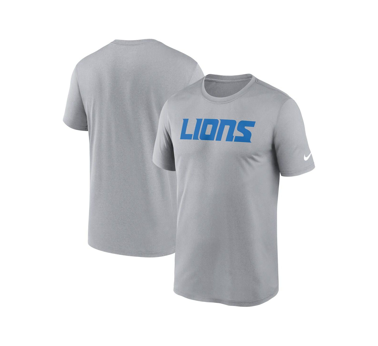 Nike Мужская футболка Detroit Lions Primetime Legend Wordmark Performance, серый меланж