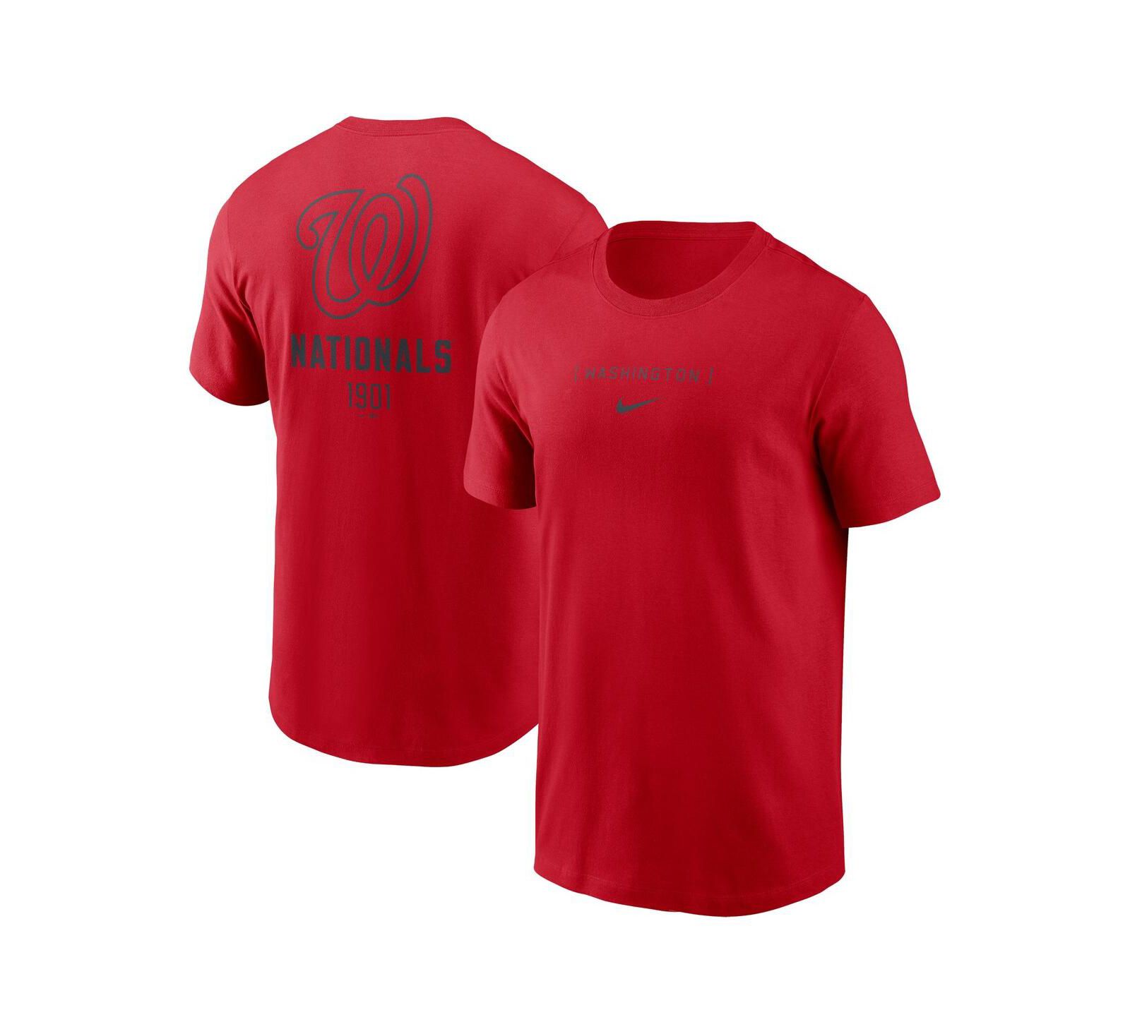 Nike Мужской Red Washington Nationals Large Logo Back Stack T-Shirt