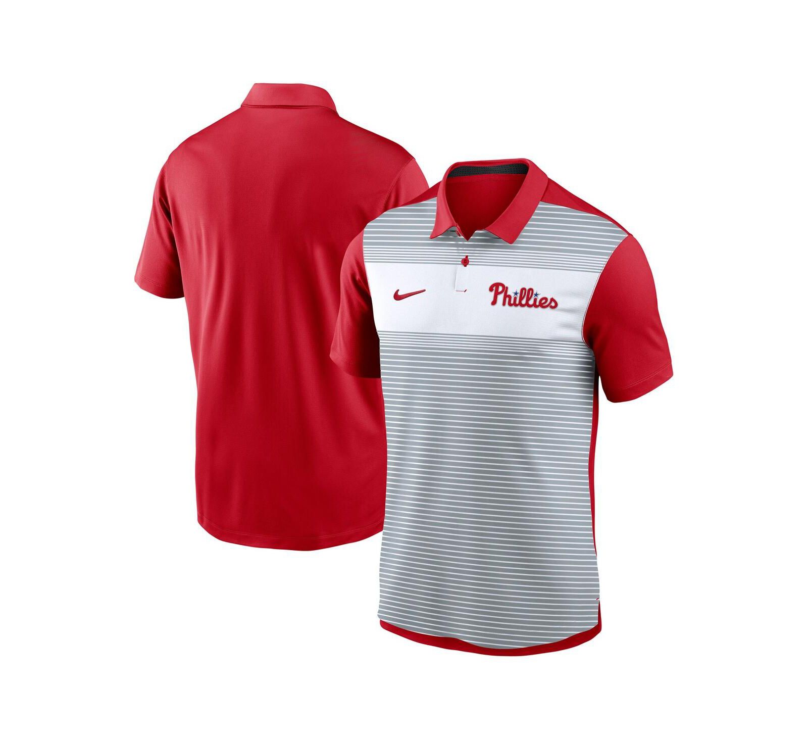 Мужская поло-рубашка Nike Philadelphia Phillies Vapor Striped Performance, белая/красная